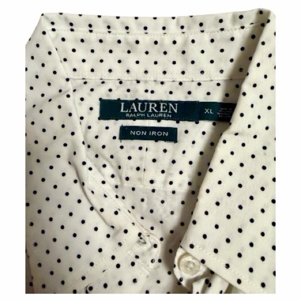 Lauren Ralph Lauren White Polka Dot Button Down Shirt - Picture 5 of 5